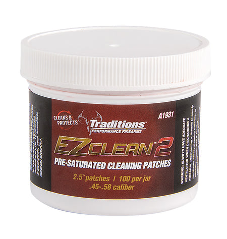 Traditions A1931 EZ Clean 2 Cleaning Patches .45-.54 Cal 100 Per Jar