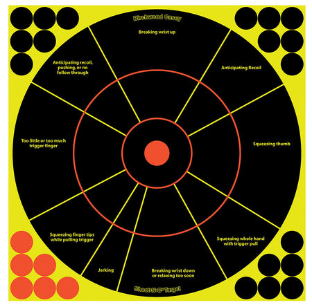 Birchwood Casey 34032 Shoot-N-C Reactive 12" Circle Target Self-Adhesive Paper Black/Yellow/Red 5 Pack