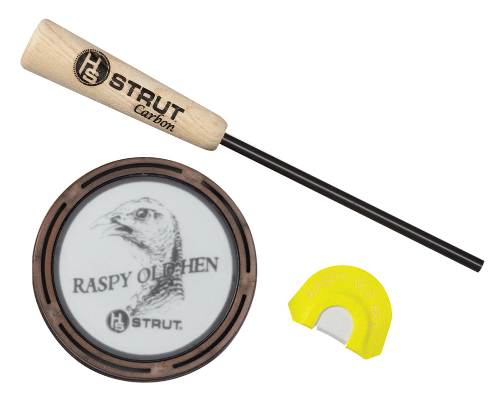 HS Strut 07011 Raspy Old Hen Friction Turkey Call Glass Carbon Striker and Diaphragm Call Included
