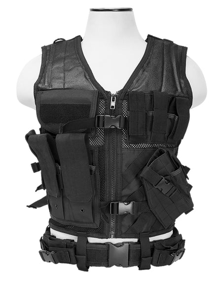 NcStar CTV2916B Tactical Vest Black PVC/Mesh Webbing Med-2XL Adjustable