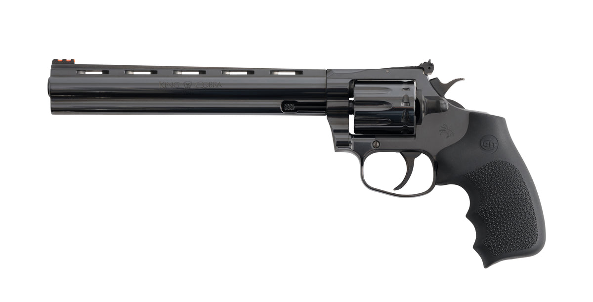 Colt Mfg KCOBRA22-BP8RFO King Cobra Target 22 LR 10rd Shot 8" Blued Vent Rib Barrel, Blued Carbon Steel Cylinder & Frame, Black Hogue Overmolded Grip, Exposed Hammer