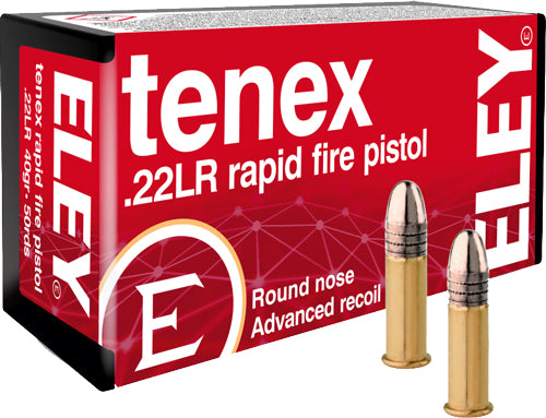 Eley 130 Tenex Rapid Fire Pistol Round Nose RN 40 Grain .22 Long Rifle
