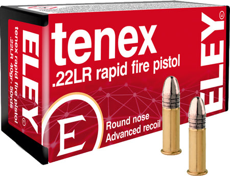 Eley 130 Tenex Rapid Fire Pistol Round Nose RN 40 Grain .22 Long Rifle