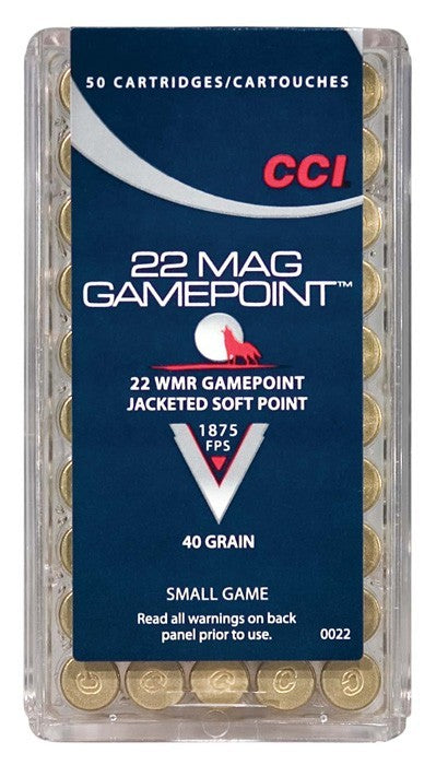 CCI Gamepoint Rimfire Ammo 22 WMR. 40 grain Jacketed Soft Point (JSP)