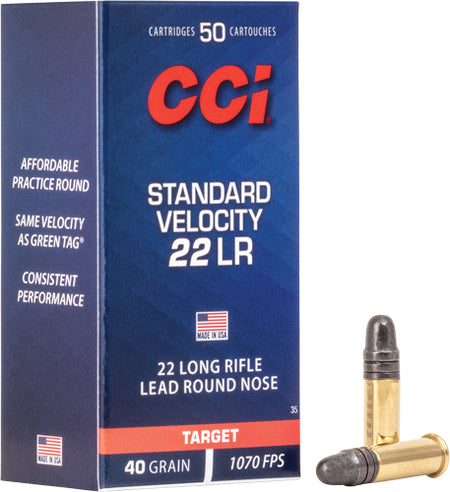 CCI 35 Standard Velocity Lead Round Nose LRN 40 Grain .22 Long Rifle