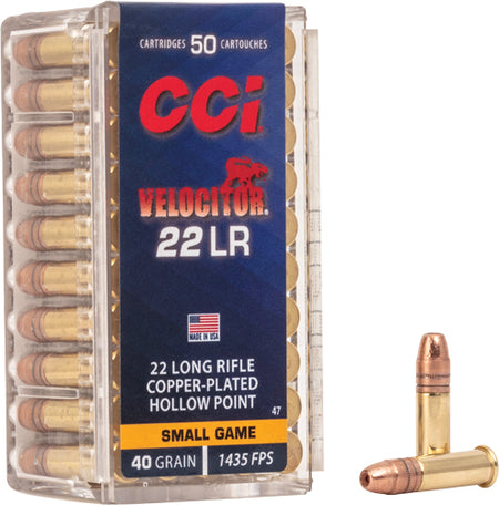 CCI 47 Velocitor Copper Plated Hollow Point CPHP 40 Grain .22 Long Rifle