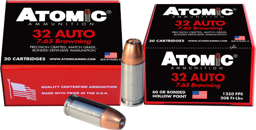 Atomic +P .32 ACP 60 gr JHP ammo