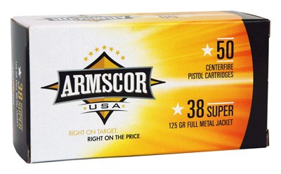 Armscor FAC38SUPER1N Competition Full Metal Jacket FMJ 125 Grain .38 Super