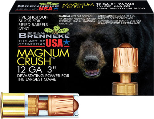 Brenneke SL-123CMR Magnum Crush Hunting 12 Gauge 3" 1-1/2oz Slug 1604 fps