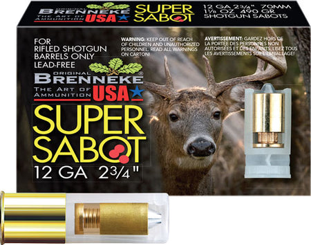 Brenneke SL-122SUS SuperSabot Hunting 12 Gauge 2.75" 1-1/8oz Sabot Slug 1526 fps
