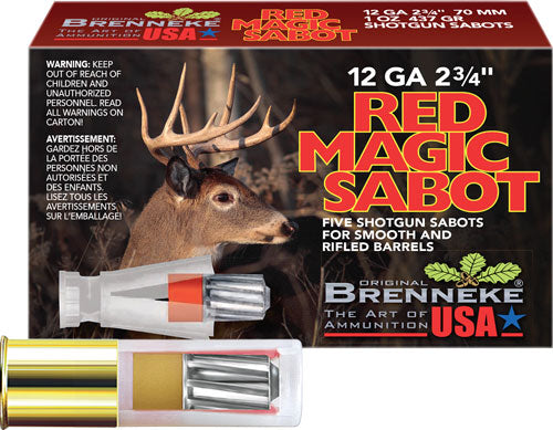 Brenneke SL-122RMS Red Magic Hunting 12 Gauge 2.75" 1oz Sabot Slug 1584 fps