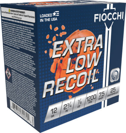 Fiocchi 1278OZ75   12 Gauge 2.75" 7/8oz 7.5 Shot 1200 FPS.