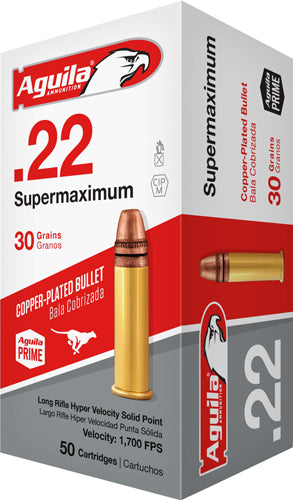 Aguila 1B220298 Supermaximum Copper Plated Solid Point  30 Grain .22 Long Rifle