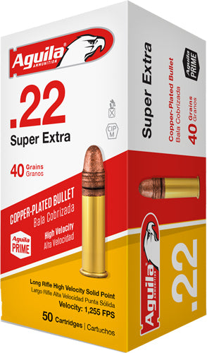Aguila A1B220328 High Velocity Copper Plated Solid Point  40 Grain .22 Long Rifle