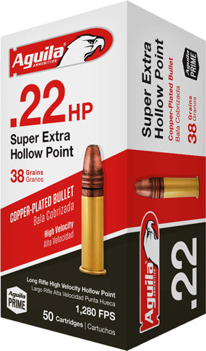 Aguila 1B220335 Super Extra High Velocity LEAD HOLLOW POINT  38 Grain .22 Long Rifle