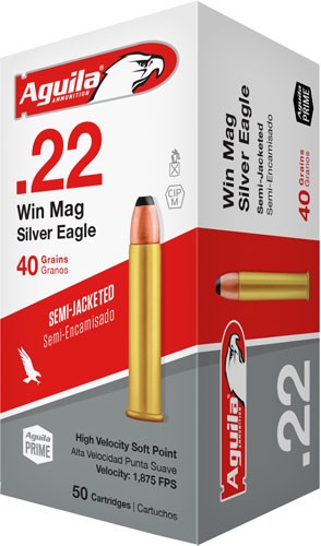 Aguila 1B222401 Silver Eagle Semi Jacketed Soft Point  40 Grain .22 WMR