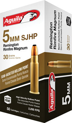 Aguila Target & Range High Velocity 5mm Remington Rim 30 gr JSP ammo
