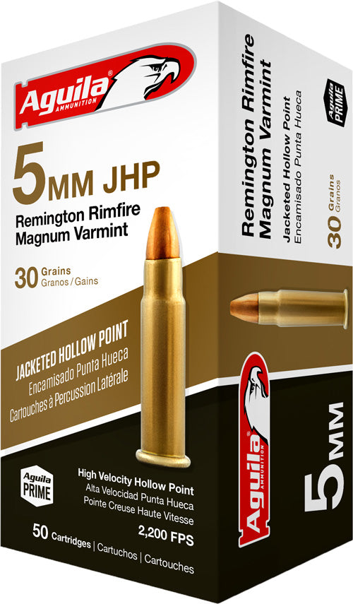 Aguila Target & Range High Velocity Magnum Varmint 5mm Remington Rim 30 gr JHP ammo