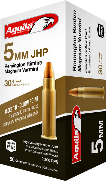 Aguila Target & Range High Velocity Magnum Varmint 5mm Remington Rim 30 gr JHP ammo