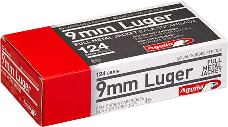 Aguila 9mm Luger 124 Grain Full Metal Jacket(FMJ)