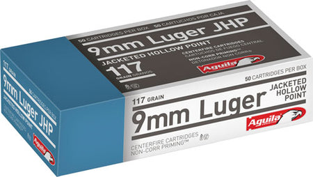 Aguila Pistol 9mm Luger / Parabellum 117 gr JHP ammo
