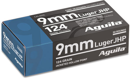 Aguila 1E092125 Personal Defense Jacketed Hollow Point JHP 124 Grain 9mm Luger/Parabellum