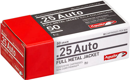 Aguila 1E252110 Target & Range Full Metal Jacket FMJ 50 Grain .25 ACP
