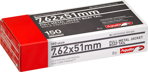 Aguila 1E762110 Target & Range Full Metal Jacket Boat Tail FMJBT 150 Grain .308 Win / 7.62x51mm