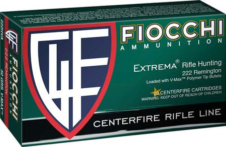 Fiocchi 222HVA Field Dynamics Hornady V-Max  50 Grain .222 Remington