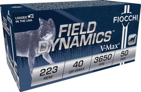 Fiocchi 223HVB50 Field Dynamics Hornady V-Max  40 Grain .223 Remington