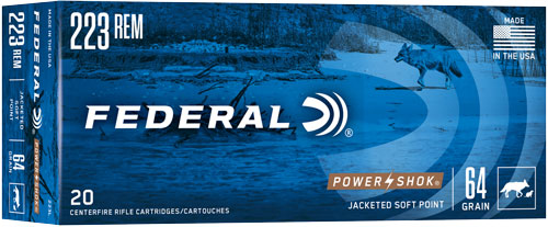 Federal 223L PowerShok Jacketed Soft Point JSP 64 Grain .223 Remington