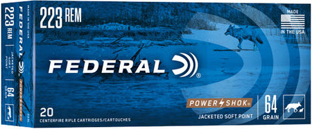 Federal 223L PowerShok Jacketed Soft Point JSP 64 Grain .223 Remington