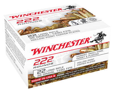 Winchester USA 222 .22 Long Rifle 36 gr JHP ammo