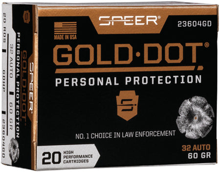 Speer Gold Dot Personal Protection .32 ACP 60 gr BHP ammo