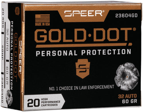Speer Gold Dot Personal Protection .32 ACP 60 gr BHP ammo