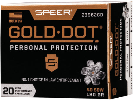 Speer 23962GD Gold Dot Personal Protection Hollow Point HP 180 Grain .40 S&W
