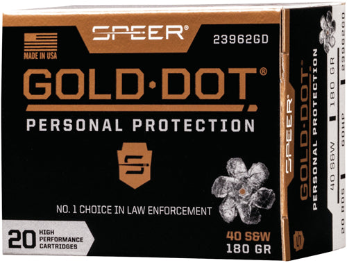 Speer 23962GD Gold Dot Personal Protection Hollow Point HP 180 Grain .40 S&W