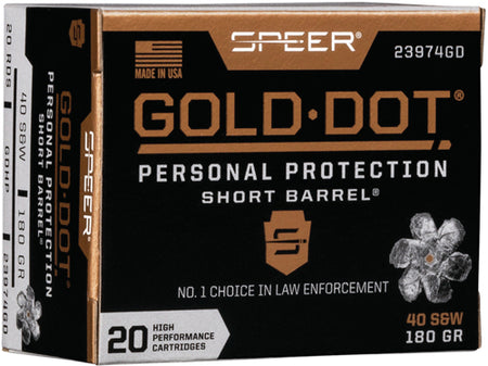 Speer 23974GD Gold Dot Personal Protection Short Barrel Hollow Point HP 180 Grain .40 S&W