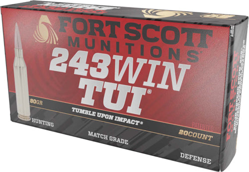 Fort Scott Munitions 243080SCV Tumble Upon Impact (TUI) Solid Copper Spun CS 80 Grain .243 Winchester