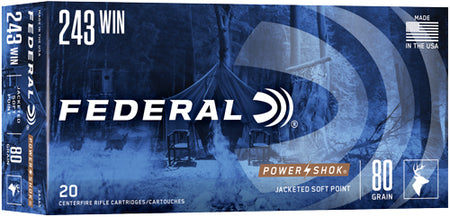 Federal 243AS PowerShok Jacketed Soft Point JSP 80 Grain .243 Winchester