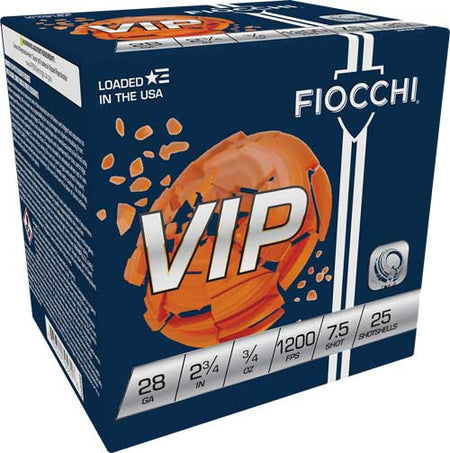 Fiocchi 28VIP75   28 Gauge 2.75" 3/4oz 7.5 Shot 1200 FPS.