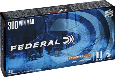 Federal 300WBS PowerShok Jacketed Soft Point JSP 180 Grain .300 Winchester Mag