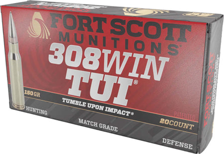 Fort Scott Munitions 308150SCV2 Tumble Upon Impact (TUI) Solid Copper Spun CS 150 Grain .308 Win / 7.62x51mm