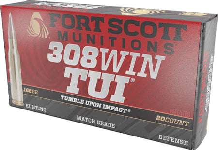 Fort Scott Munitions 308168SCV Tumble Upon Impact (TUI) Brush Hog Solid Copper Spun CS 168 Grain .308 Win / 7.62x51mm