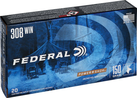 Federal 308A PowerShok Jacketed Soft Point JSP 150 Grain .308 Win / 7.62x51mm