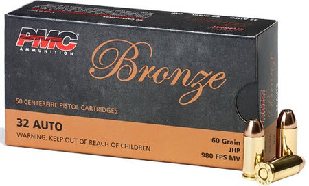 PMC 32B Bronze Jacketed Hollow Point JHP 60 Grain .32 ACP