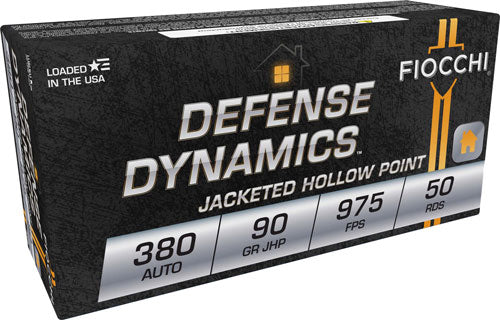 Fiocchi 380APHP Defense Dynamics Jacketed Hollow Point JHP 90 Grain .380 ACP/Auto