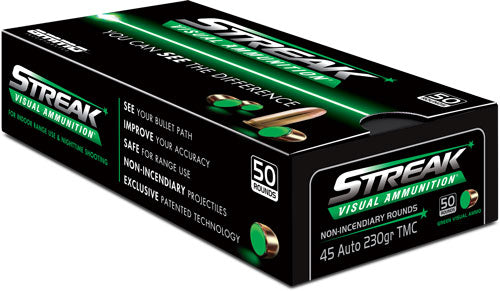 Ammo Inc 45230TMCSTRKRED50 Streak Visual (GREEN) Total Metal Case TMC 230 Grain .45 ACP/Auto