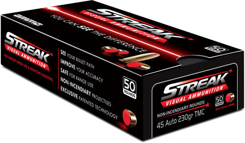 Ammo Inc 45230TMCSTRKRED50 Streak Visual (RED) Total Metal Case TMC 230 Grain .45 ACP/Auto