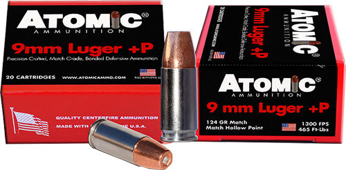 Atomic 454 Precision Craft Bonded Match Hollow Point  124 Grain 9mm Luger/Parabellum